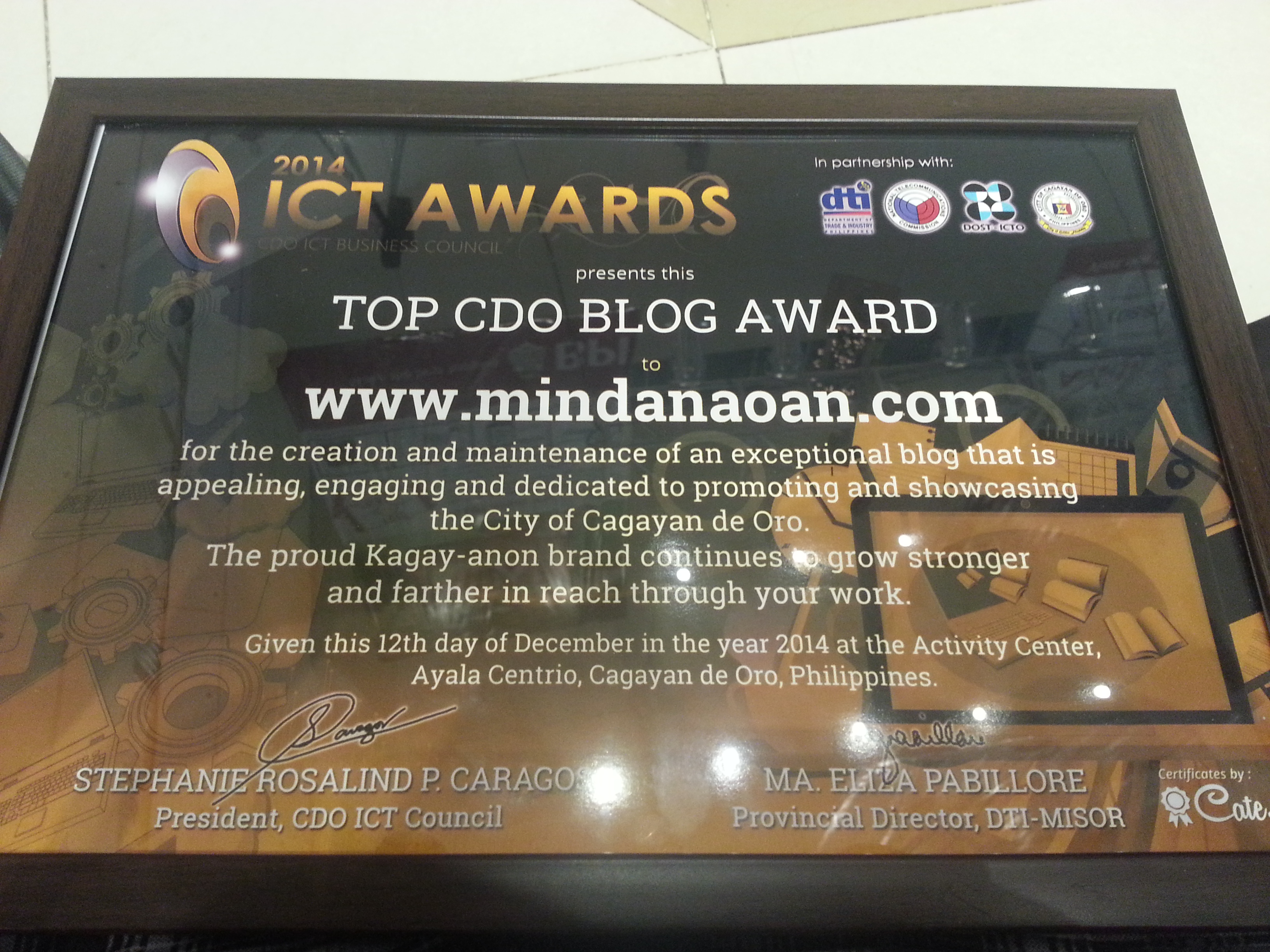 Mindanaoan.com declared top CDO blog by ICT Awards
