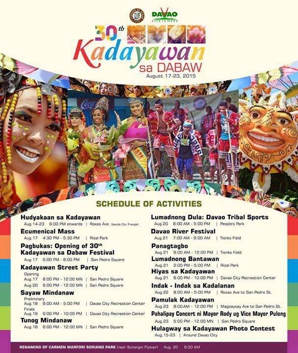Kadayawan 2015 schedule of activities