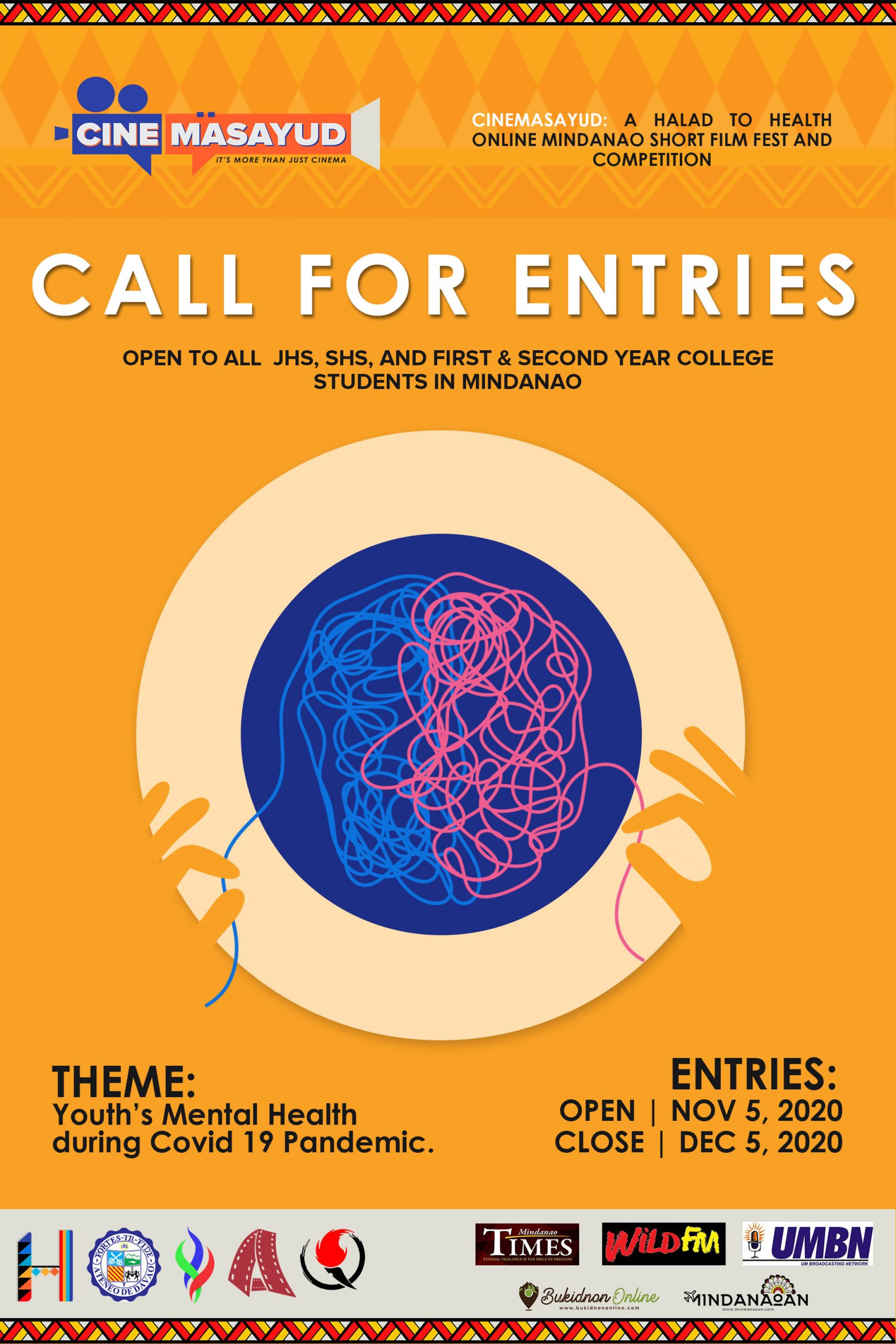 Call for Entries: CineMasayud - A Halad to Health Online Mindanao Short Film Fest and Competition