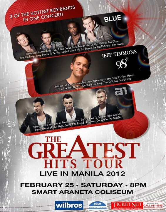 Win tickets to the Greatest Hits Tour Manila featuring a1, Jeff Timmons of 98 Degrees and Blue!