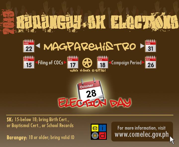 Barangay and SK Elections 2013 – important dates, requirements