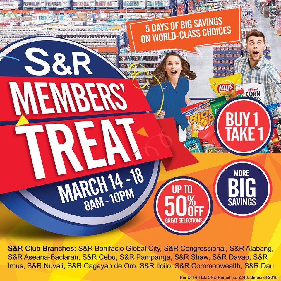 OFFICIAL LIST: Sale, buy 1 take 1 items during S&R CDO Members Treat