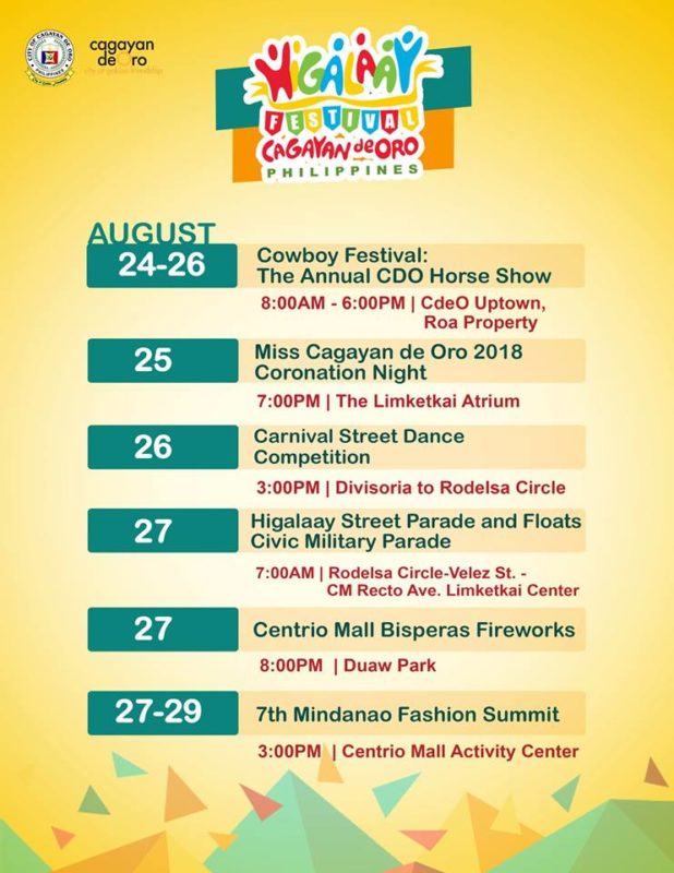 higalaay cdo fiesta 2018 schedule 1