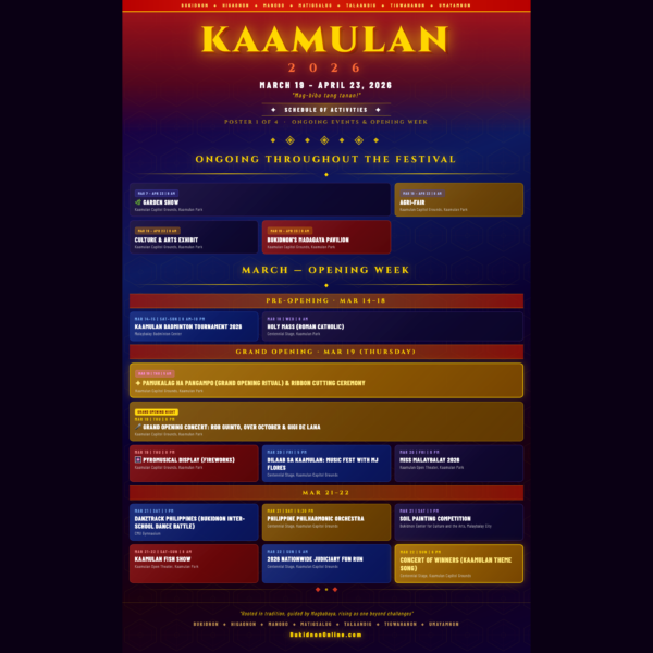 Kaamulan Festival 2026 Bukidnon Schedule of Activities